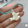 Кулон Пташка голубка біла, блакитний шнурок. Ручна робота